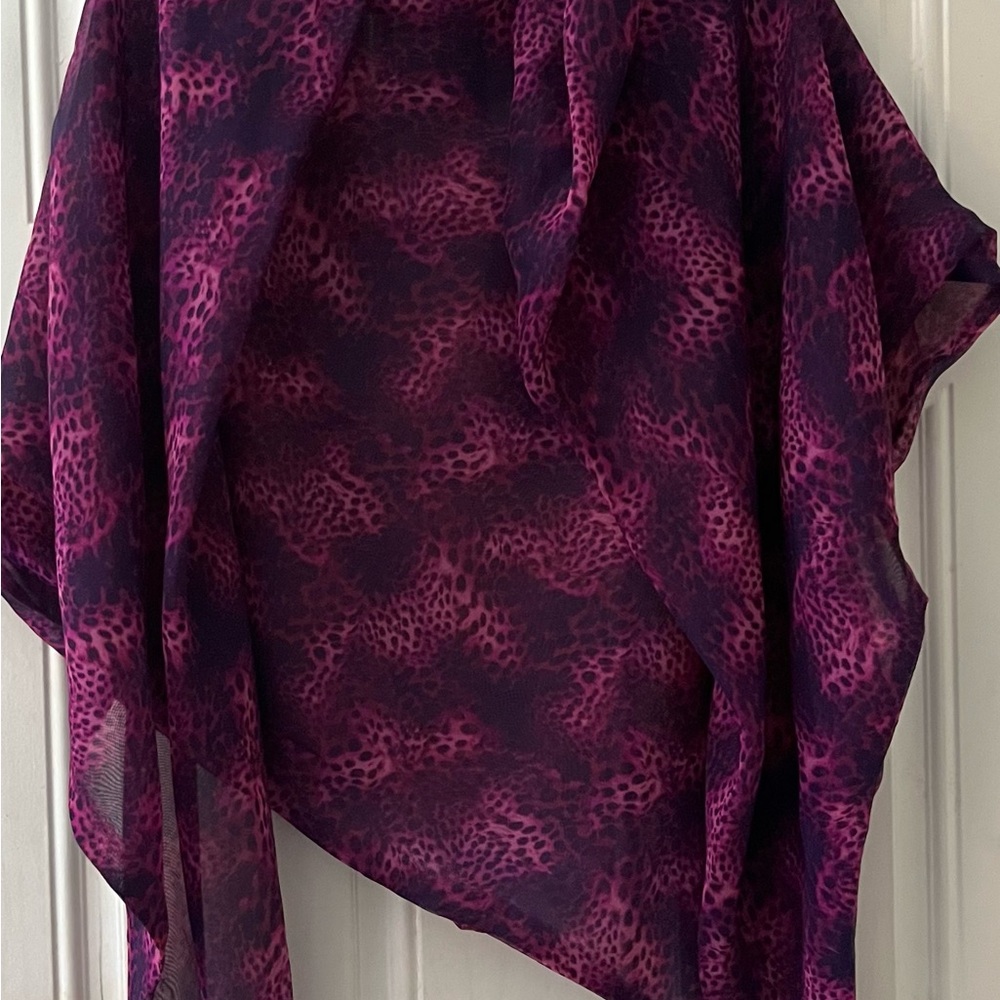 Women’s Rectangle Scarf Chiffon Purple Pink Animal Print Spring Summer Fall